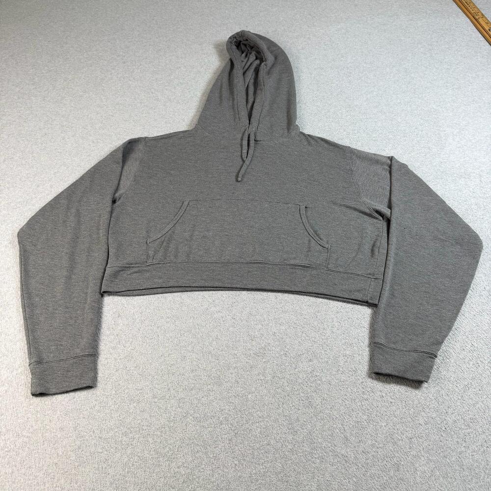 Bleusalt Hoodie Women M Gray Cropped Fleece Pullover Kangaroo Pocket Cozy Lounge